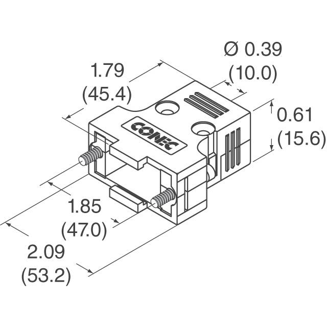 165X11889XE Conec  Capots de connecteurs D-Sub en forme de D